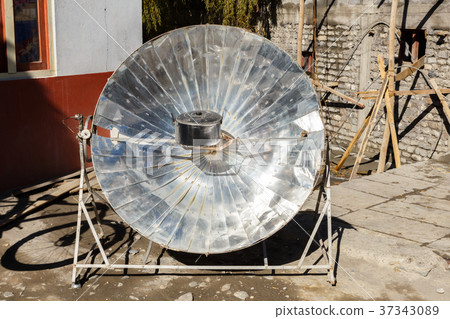 Solar parabolic heater, Himalayas, Nepal Solar parabolic heater, Himalayas, Nepal 37343089