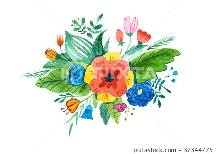 Watercolour bouquet of flowers. Hand-painted 37344775