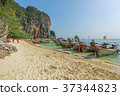 Long tail boats on Railay beach in Krabi Thailand 37344823