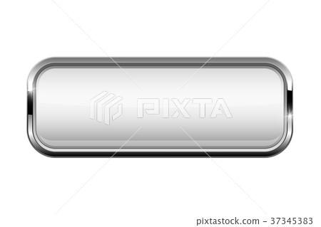 White rectangle button with bold chrome frame. 3d White rectangle button with bold chrome frame. 3d 37345383
