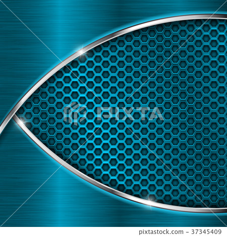 Blue metal background with perforation 37345409
