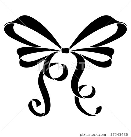 Ribbon bow. Black flat icon 37345486