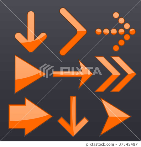 Orange arrows collection. Shiny 3d icons on dark Orange arrows collection. Shiny 3d icons on dark 37345487