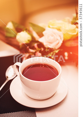 Cup of tea on the table. Breakfast time. Food 37345611