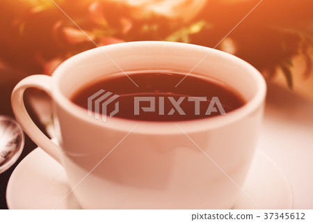 Cup of tea on the table. Breakfast time. Food Cup of tea on the table. Breakfast time. Food 37345612