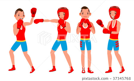 Boxer Player Vector. Strength Male Athlete In Boxer Player Vector. Strength Male Athlete In 37345768