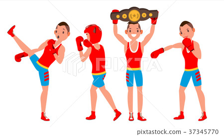 Boxer Sportsman Vector. Player Boxing. Different 37345770
