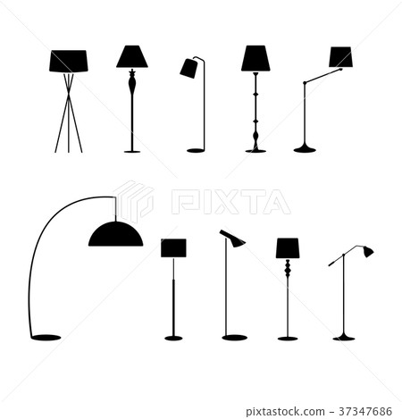 Standing lampshade icon set 37347686