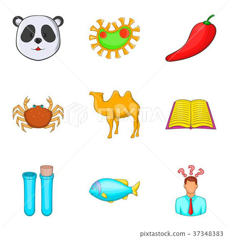 Variety of nature icons set, cartoon style 37348383