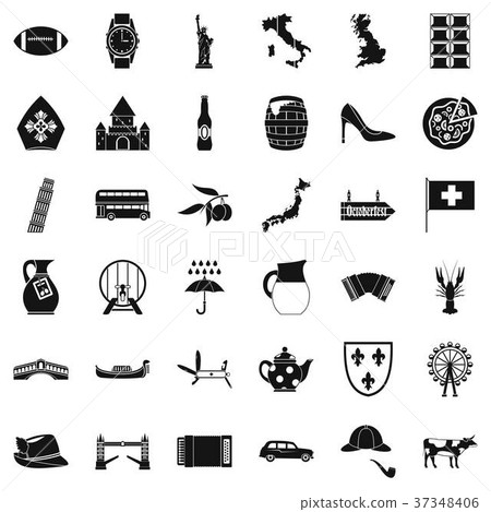 Statue icons set, simple style Statue icons set, simple style 37348406