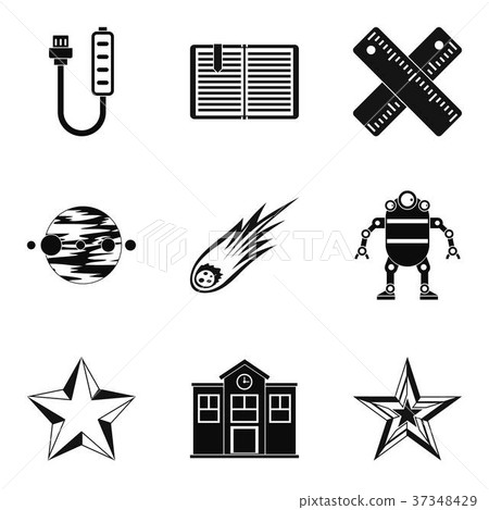 Starry sky icons set, simple style 37348429