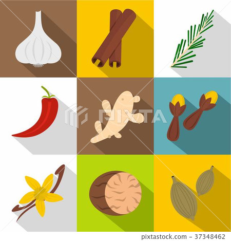 Condiment icon set, flat style Condiment icon set, flat style 37348462