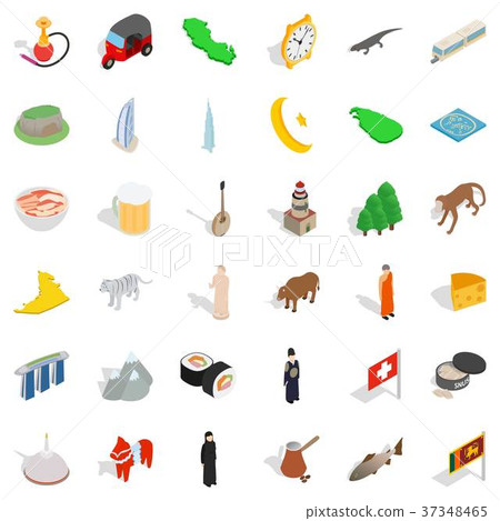 Mosque icons set, isometric style Mosque icons set, isometric style 37348465