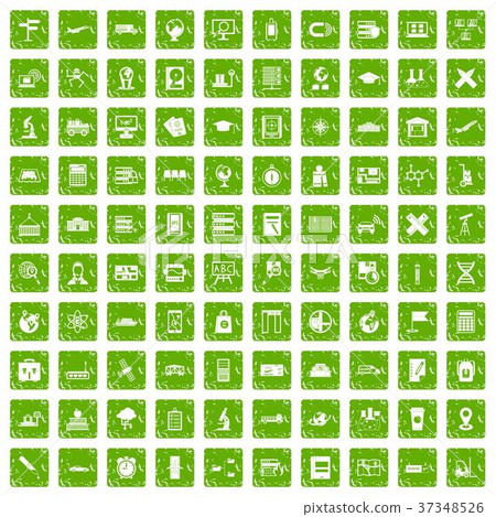 100 globe icons set grunge green 37348526