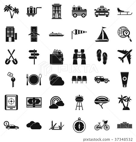 Transport trip icons set, simple style 37348532