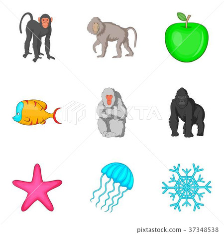 Primate icons set, cartoon style 37348538
