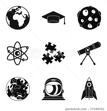 Observation of satellite icons set, simple style 37348542