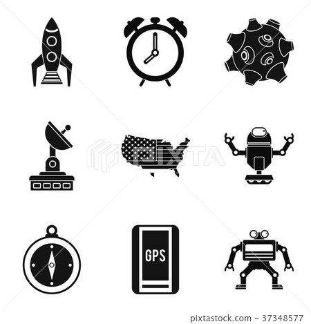 Sputnik icons set, simple style 37348577