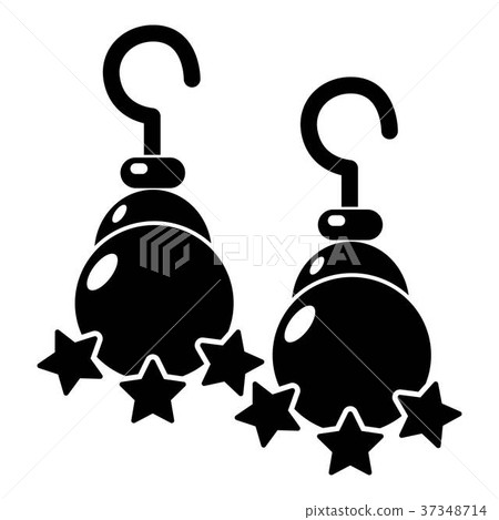 Moon star earrings icon , simple style 37348714