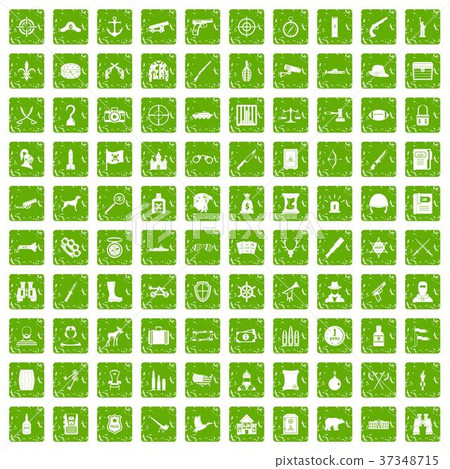100 guns icons set grunge green 37348715