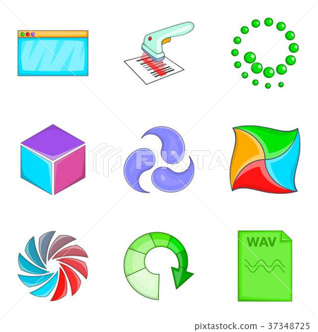 Cloud loading icon set, cartoon style Cloud loading icon set, cartoon style 37348725