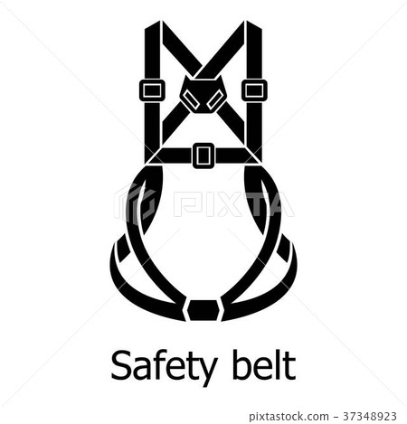 Safety belt icon, simple black style 37348923