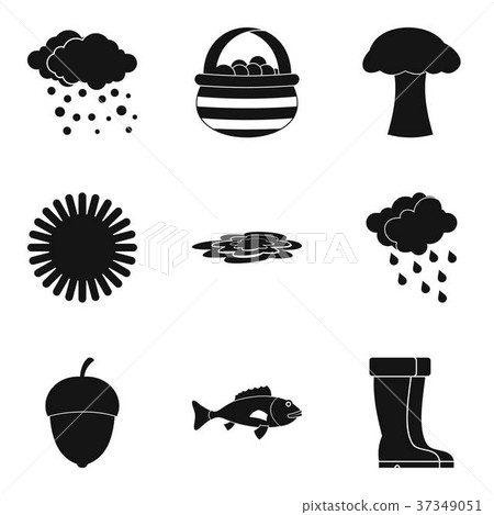 Autumn rain clouds icon set, simple style - Stock Illustration ...
