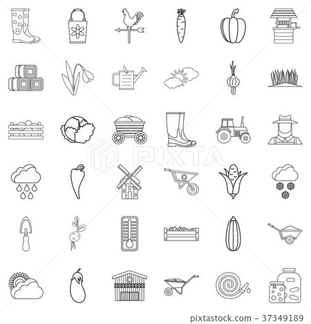 September icons set, outline style - Stock Illustration [37349189] - PIXTA