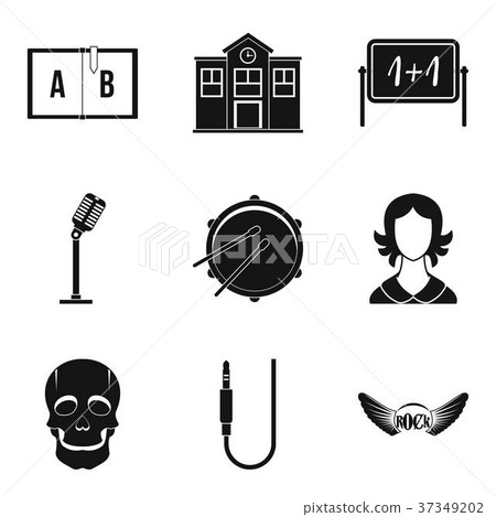 School orchestra icons set, simple style School orchestra icons set, simple style 37349202