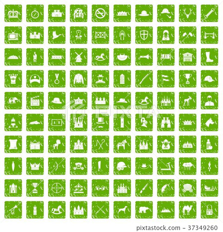 100 horsemanship icons set grunge green 37349260