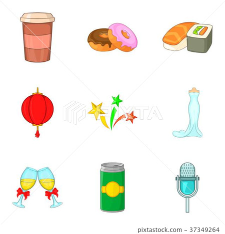 Food party icon set, cartoon style 37349264