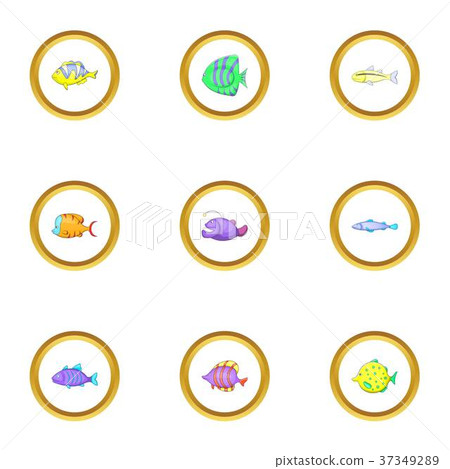 Color fish icons set, cartoon style 37349289