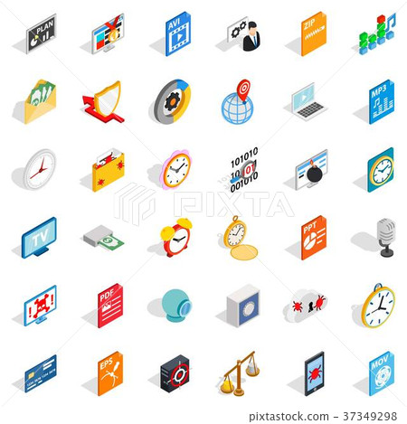 Audio icons set, isometric style 37349298