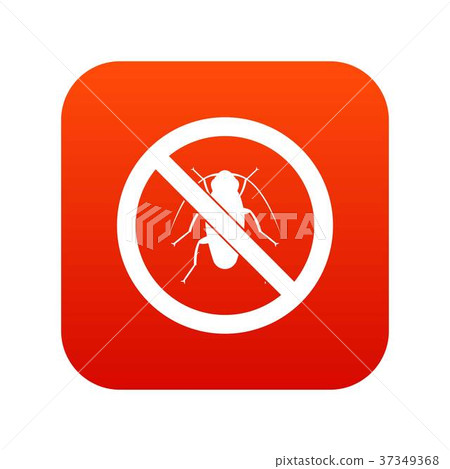 No cockroach sign icon digital red 37349368