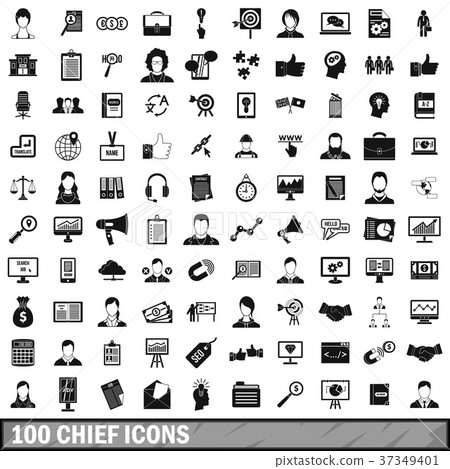 100 chief icons set, simple style 37349401