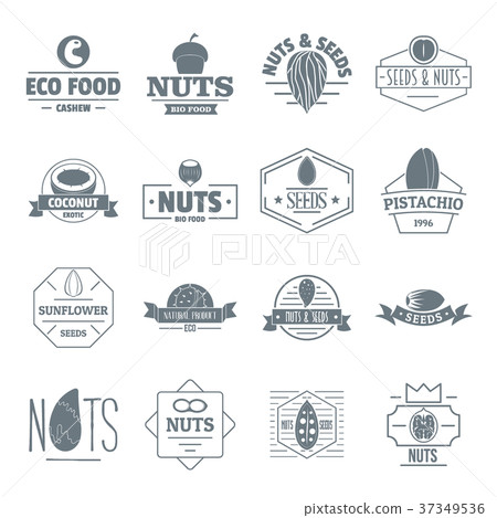 Nuts seeds logo icons set, simple style 37349536