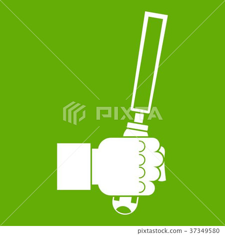 Chisel tool in man hend icon green 37349580