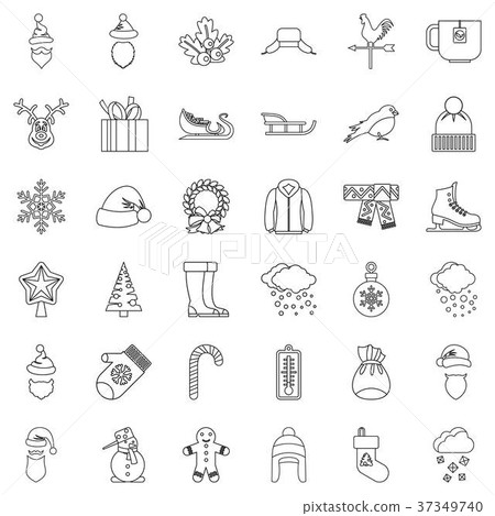 Snowflake icons set, outline style Snowflake icons set, outline style 37349740