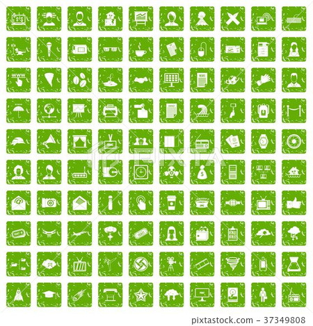 100 journalist icons set grunge green 37349808