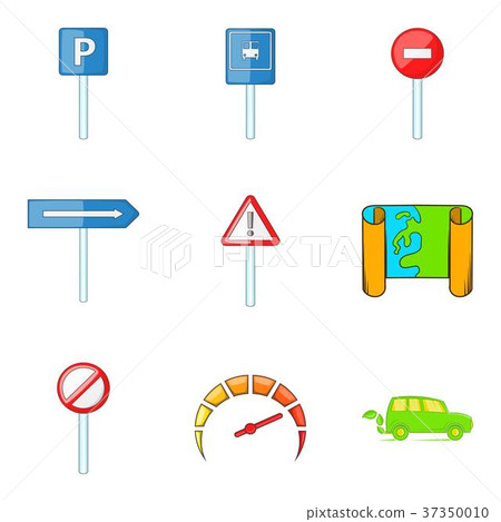 Traffic sign icons set, cartoon style - Stock Illustration [37350010 ...