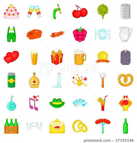 Pretzel icons set, cartoon style 37350146