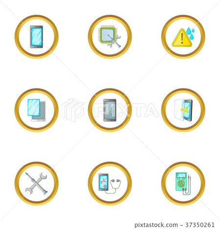 Repair phones fix icons set, cartoon style 37350261