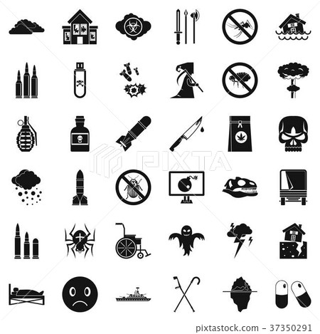Crutch icons set, simple style Crutch icons set, simple style 37350291