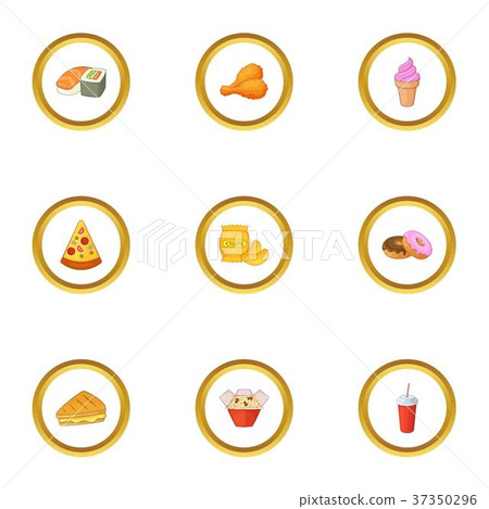 Fast food icons set, cartoon style Fast food icons set, cartoon style 37350296