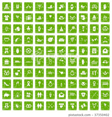 100 love icons set grunge green 100 love icons set grunge green 37350402