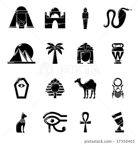 Egypt travel icons set, simple style 37350403