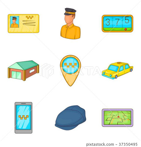Taxicab icons set, cartoon style 37350495