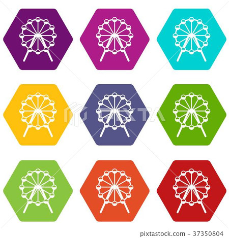 Singapore Flyer, tallest wheel in the world icon set color hexahedron Singapore Flyer, tallest wheel in the world icon set color hexahedron 37350804