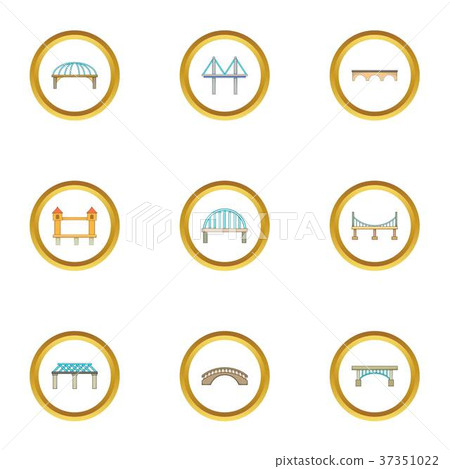 Types of bridges icons set, cartoon style Types of bridges icons set, cartoon style 37351022