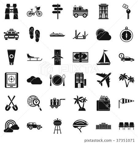 Hotel icons set, simple style Hotel icons set, simple style 37351071